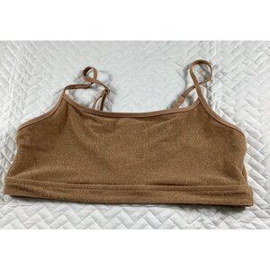 Aerie Womens Shimmer Gold Tan Bralette Swim Top XXL Beach Pool Vacation Vives